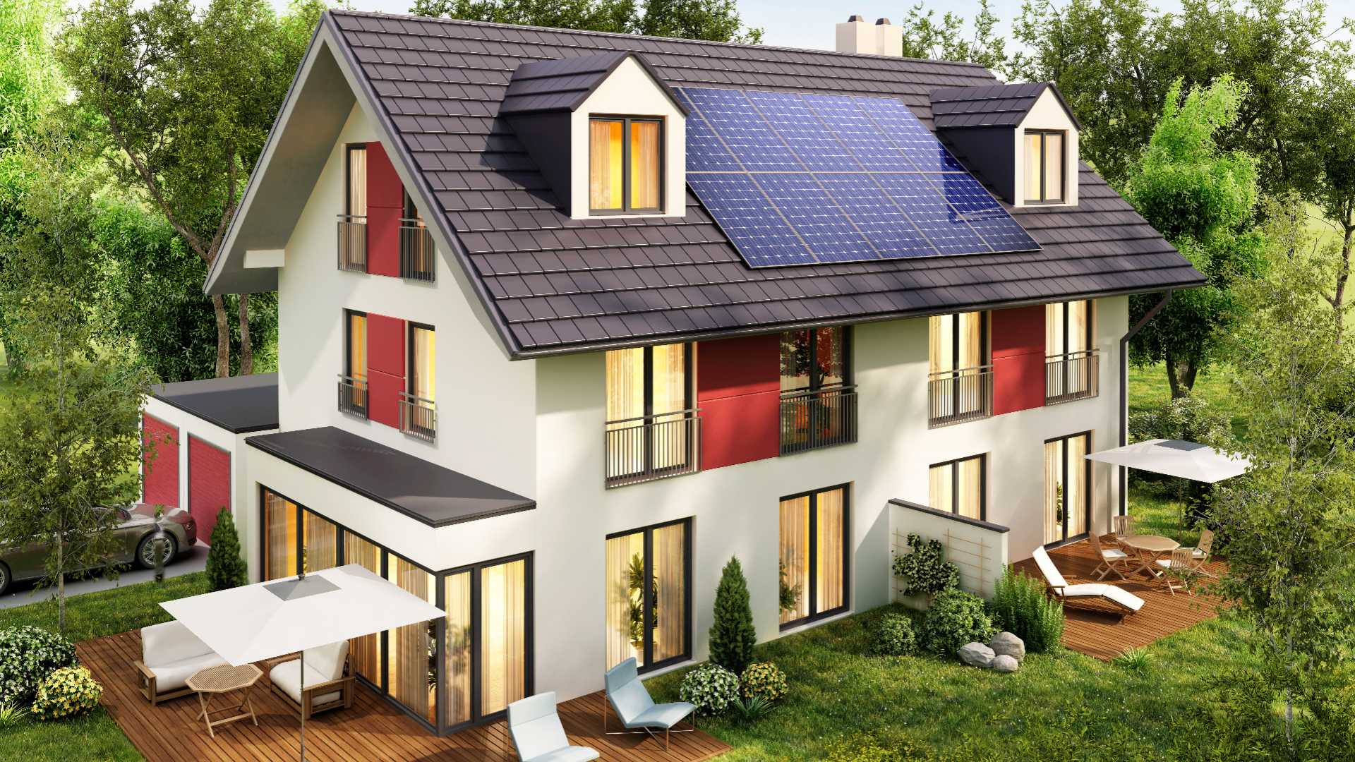 Photovoltaik - Solaranlage mit Speicher auf Gebäude